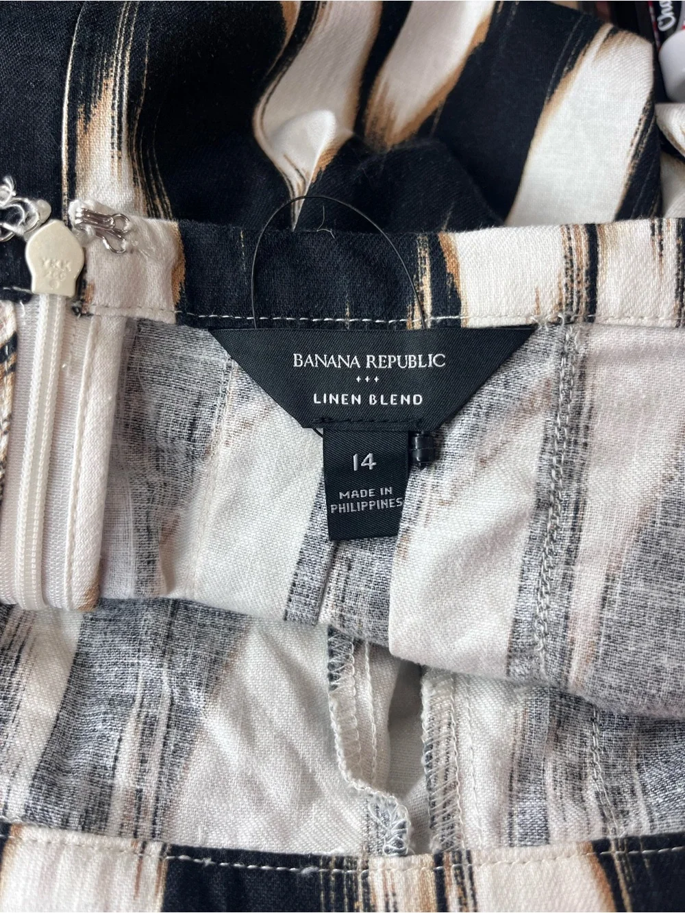 Banana Republic Linen Blend Pleated Ikat Print Midi Skirt Size 14 NWOT